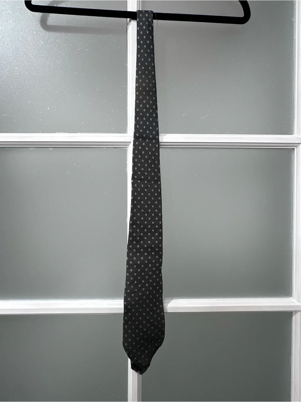 Vintage Yves Saint Laurent Mens Silk Tie Charcoal Medallion Geometric Floral
